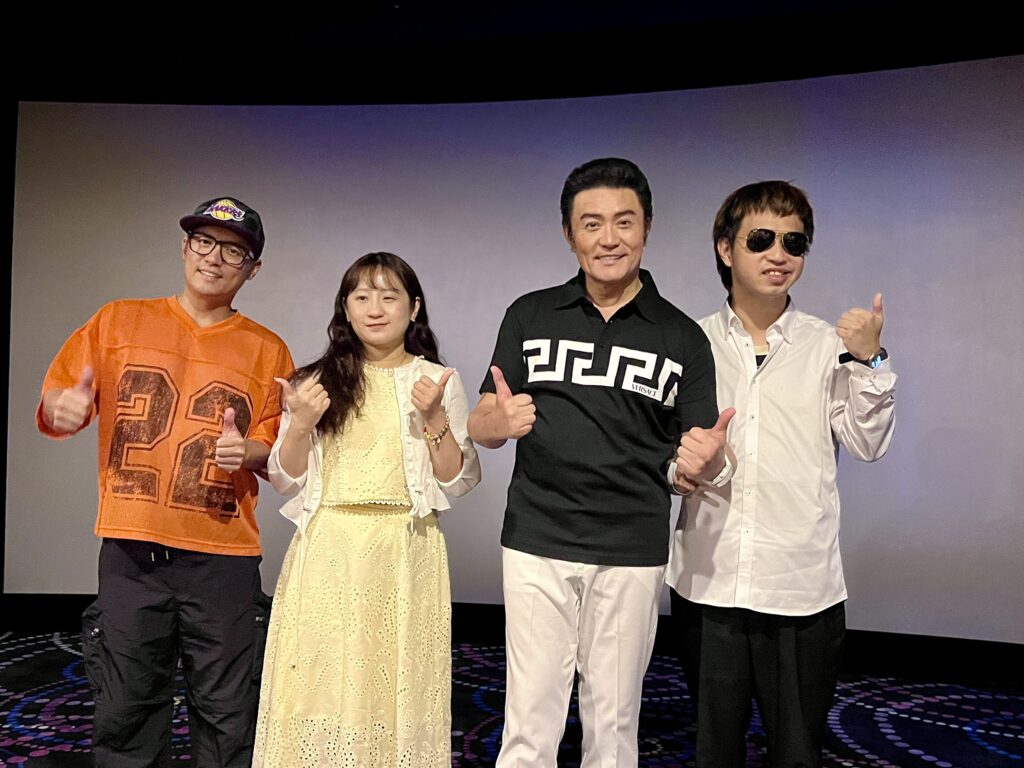（由左至右）范逸臣、林芳語、李㼈、羅文謙出席電影《突破：三千米的泳氣》試片會