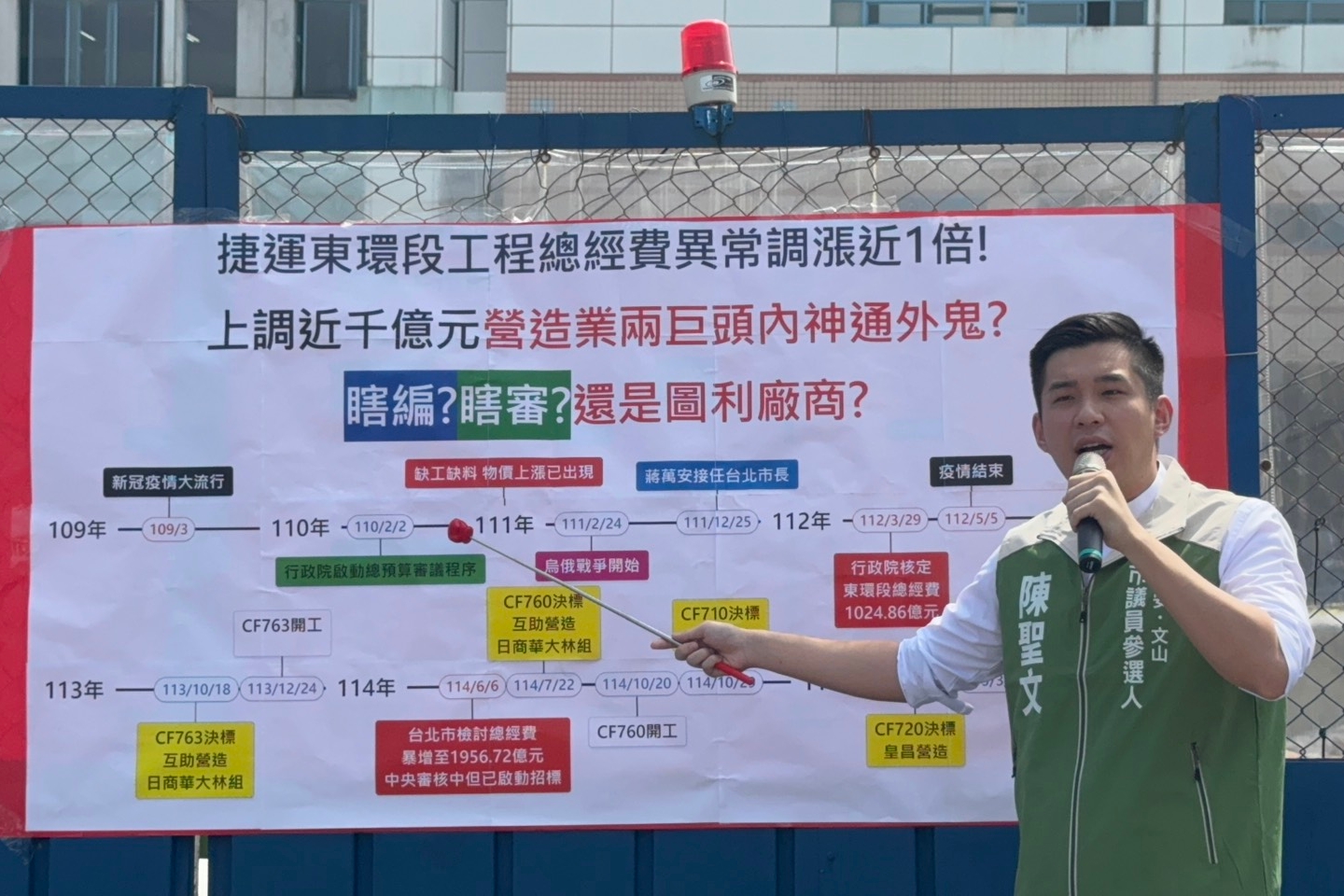 捷運東環段總經費異常暴漲近一倍  陳聖文痛批蔣市府  瞎編預算還是圖利廠商