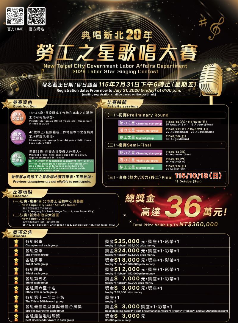 《圖說》勞工之星歌唱大賽海報。〈勞工局提供〉