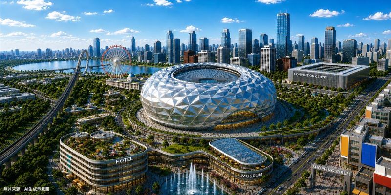 新北大巨蛋花落樹林機五   5萬席場館拚2032啟動興建