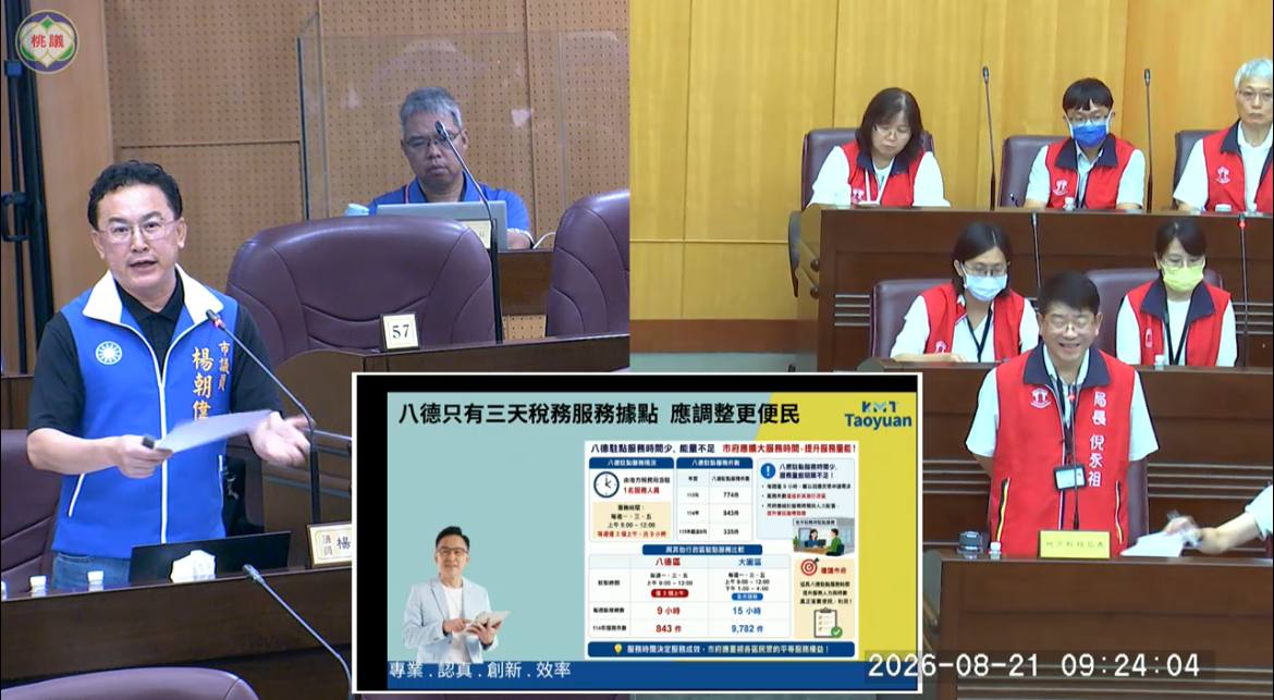 楊朝偉促增八德稅務局業務駐點時段　地稅局允研議