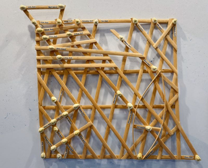 木枝、貝殼就是航海圖 十三行「馭風乘浪」重現南島千年航海技藝 26 《圖說》「馬紹爾傳統木枝航海圖」充分展現大洋洲先民令人驚嘆的尋路智慧。〈十三行提供〉