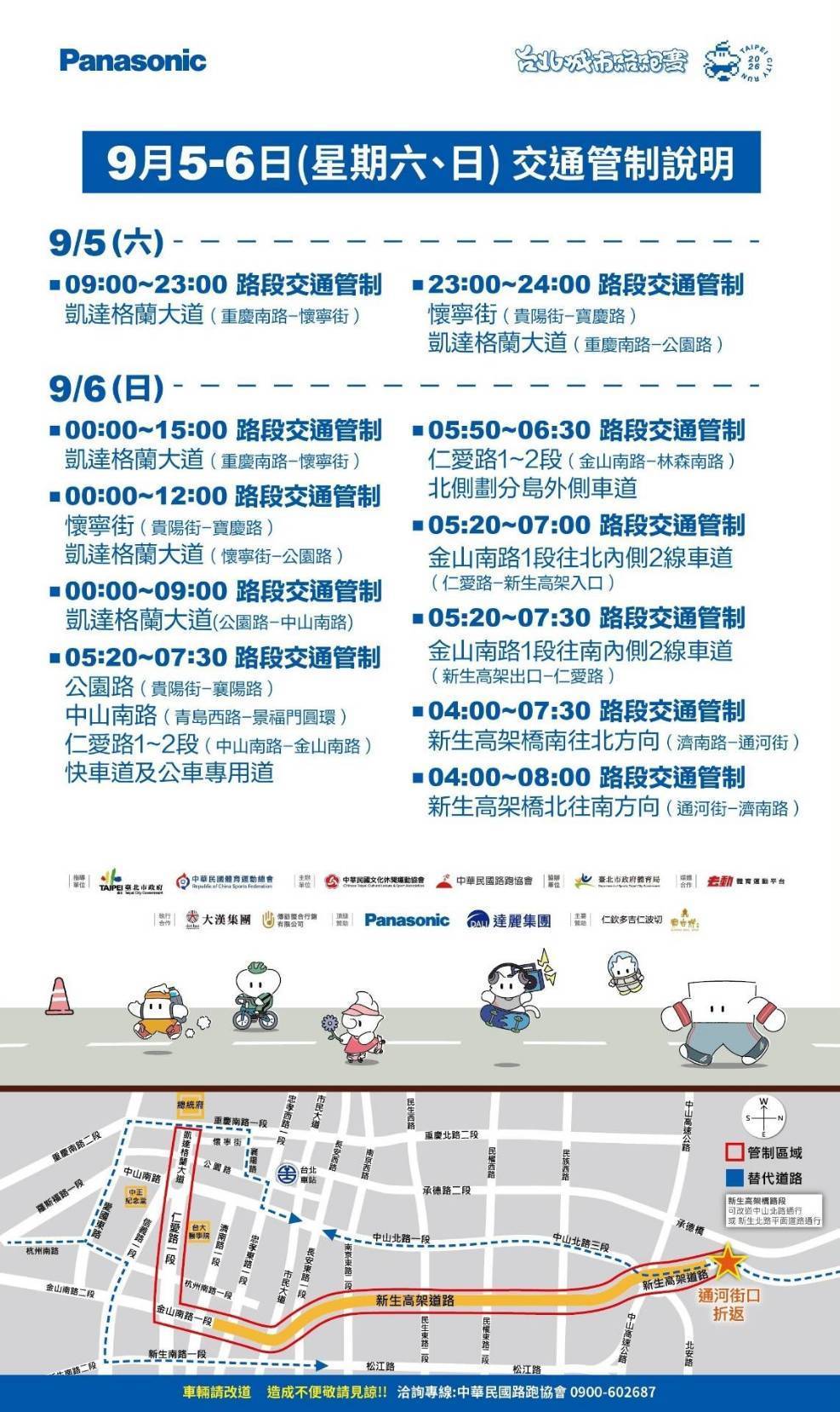 2026 Panasonic Taipei City Run台北城市路跑賽  週日登場  相關交通管制措施 