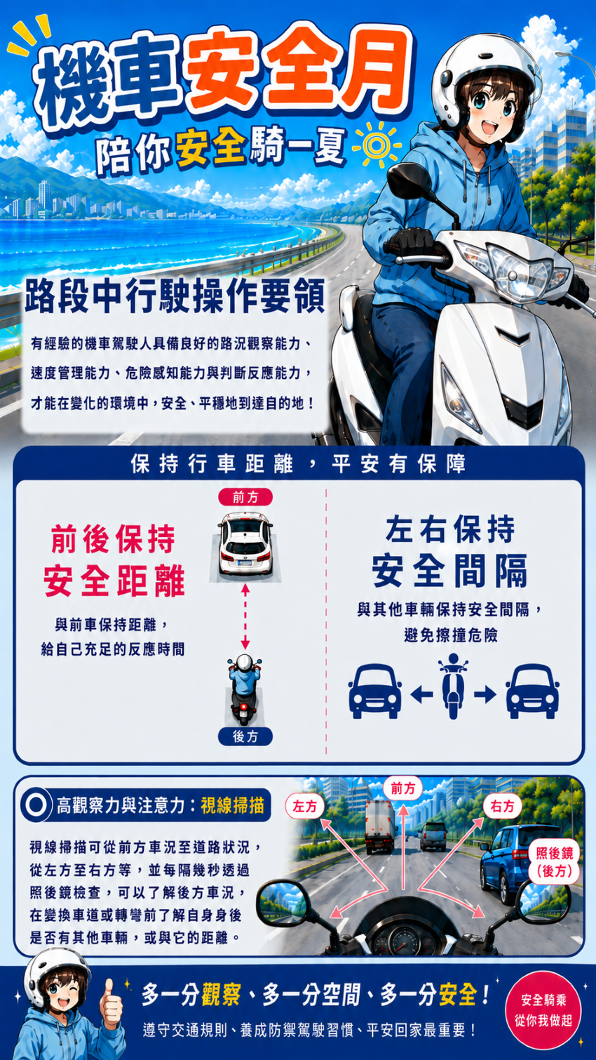 新北道安有成 上半年事故死傷減3318人、機車死亡降3成 26 《圖說》機車安全月宣導圖片。〈交通局提供〉